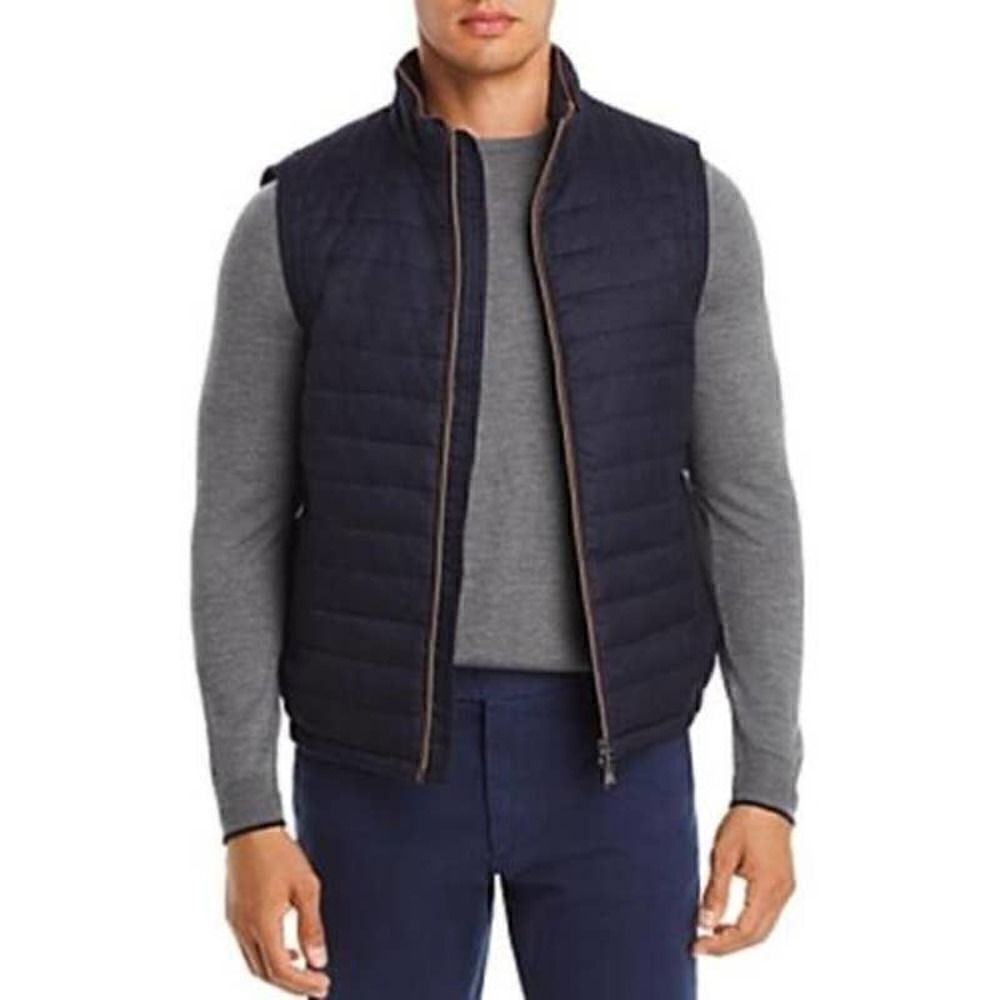 New Dylan Gray Men Navy Blue Sleeveless Jacket Full-Zip Vest US S